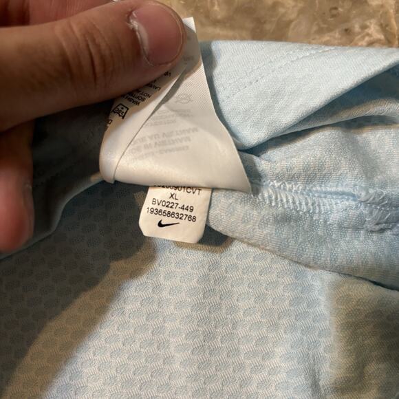 Nike Polo Shirt Womens XL Light Blue Zip Collar Short Sleeve Golf Tennis BV0227 - Picture 8 of 10